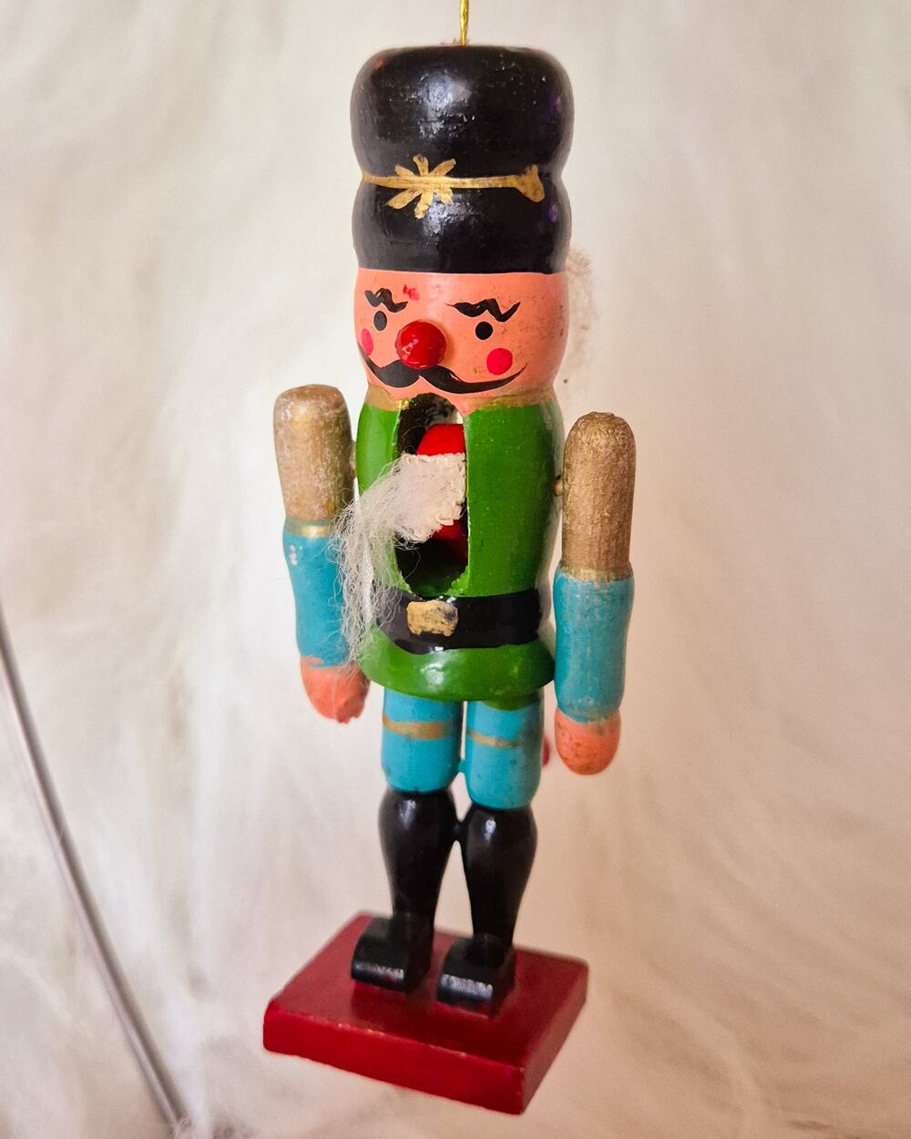 Vintage Wooden Nutcracker Soldier Christmas Ornament Movable Mouth